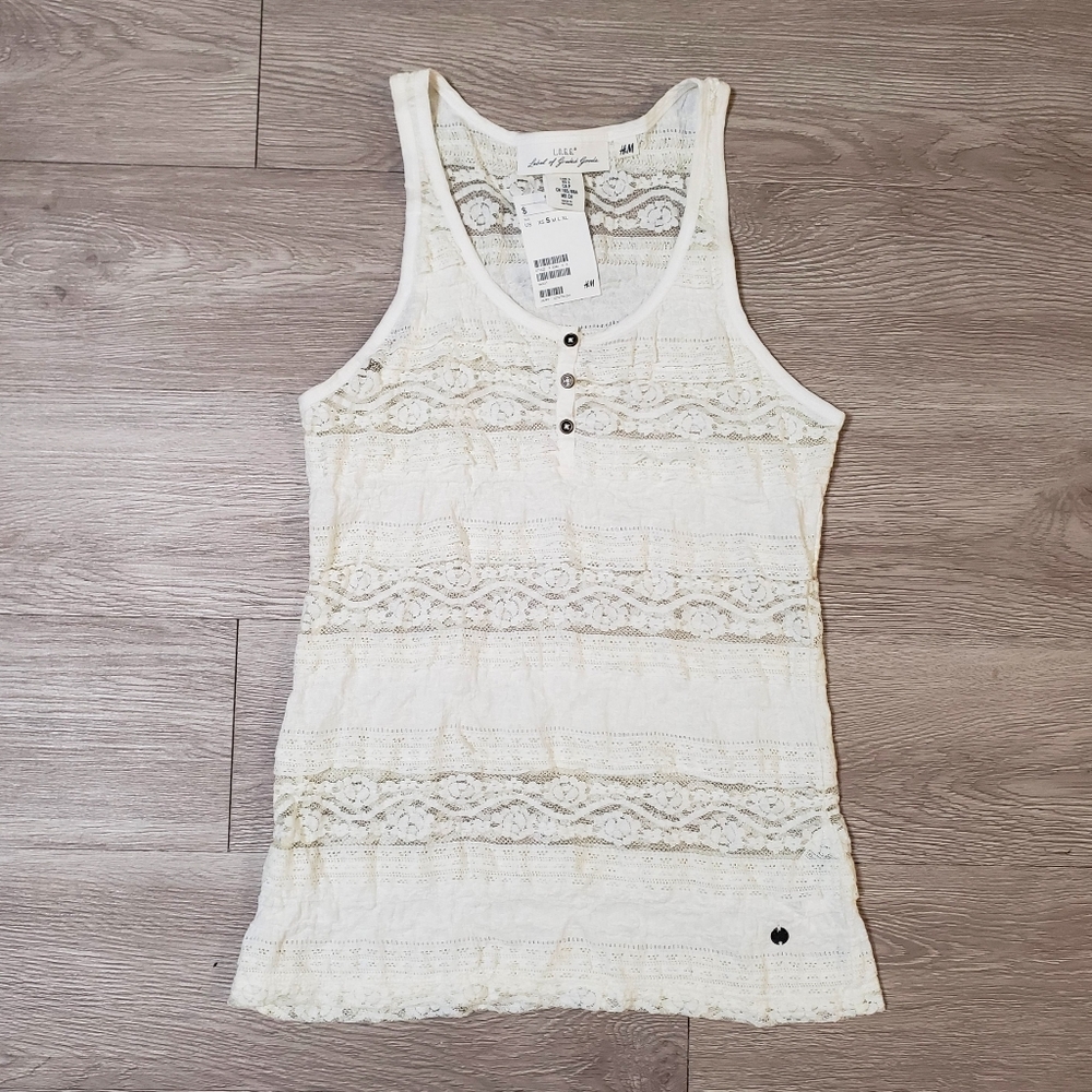NWT H&M boho size Small lace ruffled tank top festival praire